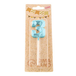 Свеча в торт на шпажке «Алмаз», цифра 3, голубая, 5 см