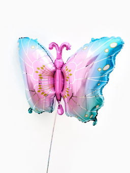 Цена за 2 шт. Воздушный шар фольгированный 32" «Бабочка» цвет голубой металлик