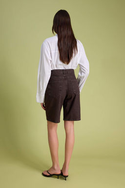 Kahverengi Vintage Y?kama Yuksek Bel Denim Bermuda TWOSS26SR00105 - Trendyolmilla фото 6