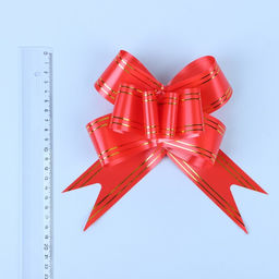 Цена за 10 шт. Бант-бабочка №5 Золотые полосы, красный - Simaland фото 2