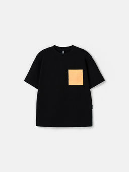 Футболка оверсайз "Уголь" с карманом 7+