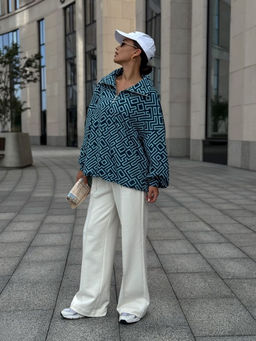 Джемпер DilanaVIP 2121 сине-голубой принт - Dilana vip фото 3