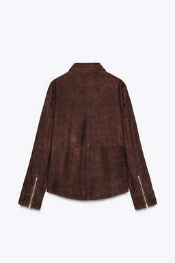 ZW COLLECTION LIMITED EDITION 100% SUEDE LEATHER OVERSHIRT - Zara фото 3