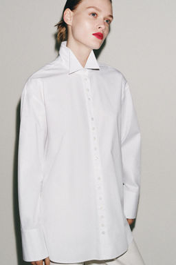 CAMISA POPEL?N BOTONES ZW COLLECTION / Blanco - Zara фото 2