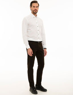 Koyu Kahverengi Slim Fit Kanvas Pantolon