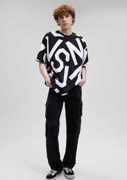 MVJNS Bask?l? Siyah Tisort