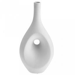 Ваза керамическая "Кейптаун" 2,1л, 18х10см h38см, д/горла - 2,4см, матовая глазурь, цвет - белый, в коробке (Китай)