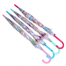 Зонт - трость детский «Яркий единорог», полуавтоматический, 8 спиц, R=44/57 см, d=88 см, МИКС