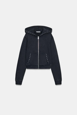 SUDADERA FELPA EFECTO LAVADO TACHAS / Carb?n - Zara фото 7