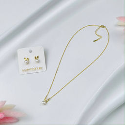 Комплект из Жемчуга (подвеска,пусеты) 42 см +