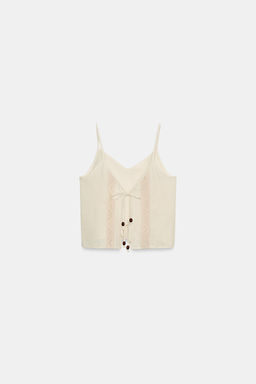TOP BORDADOS LAZOS / Beige claro - Zara фото 5