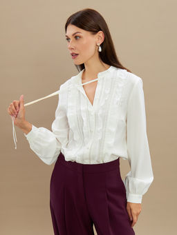 Блузка с рюшами OD-976-1 белый