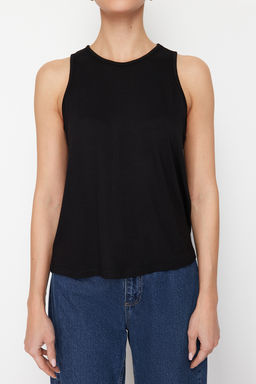 Siyah Regular/Normal Kal?p Bisiklet Yaka Orme Bluz TWOSS24BZ00502 - Trendyolmilla фото 4