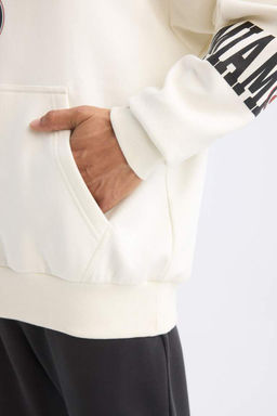 Мужской толстый свитшот оверсайз с капюшоном и принтом DeFactoFit NBA Miami Heat  фото 7