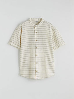 Erkek ?ocuk ?izgili Hakim Yaka K?sa Kollu G?mlek