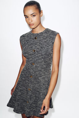 VESTIDO SKATER ESTRUCTURA / Negro / Blanco - Zara фото 2