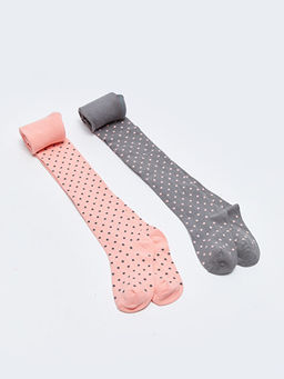 Puantiyeli K?z ?ocuk K?lotlu ?orap 2li