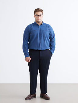 B?y?k Beden Regular Fit Uzun Kollu Gabardin Erkek G?mlek