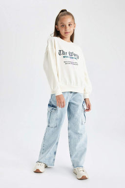 Толстовка с круглым вырезом для девочек - Defacto фото 5