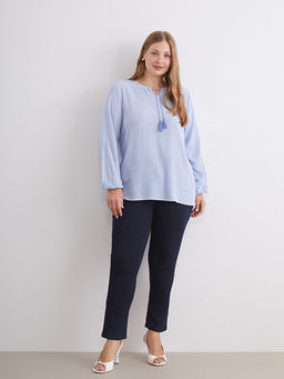 Ba?lamal? Yaka ?izgili Bluz