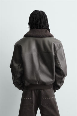 LEATHER EFFECT JACKET WITH DETACHABLE COLLAR - Zara фото 3