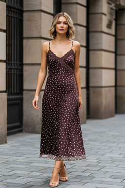 Trendyolmilla Siyah Animal Duz Kesim Dantel Detayl? Maxi Dokuma Elbise TWOSS25EL00711