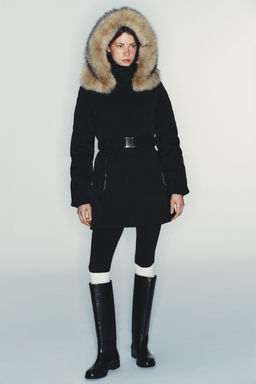 PUFFER JACKET WITH FAUX FUR HOOD, WATER AND WIND PROTECTION - Zara фото 22