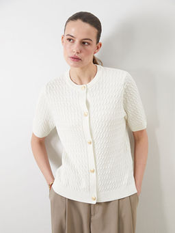 Bisiklet Yaka Kendinden Desenli Kad?n Triko H?rka