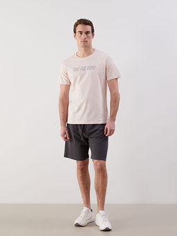 Bisiklet Yaka Bask?l? Penye Erkek Ti??rt