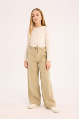 K?z Cocuk Wide Leg Genis Paca Pamuklu Pantolon