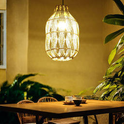 Светильник потолочный из ротанга «Переплетение», 1×120 Вт, Е27, 22×22×38 см