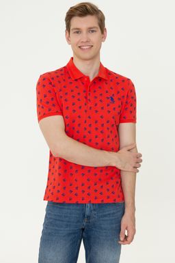 U. S. Polo Assn Мужская красная футболка с воротником-поло - U.s. polo assn фото 3