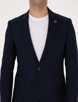 Lacivert Ex. Slim Fit Y_n Kar___ml_ Tak_m Elbise