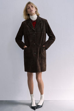 100% SUEDE LEATHER COAT ZW COLLECTION LIMITED EDITION - Zara фото 14
