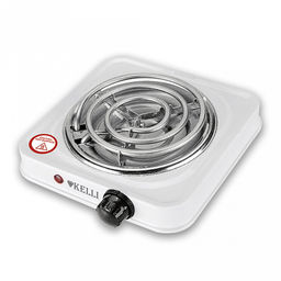 Плитка электрическая "Kelli" 1 конфорка (тэн), 26х22х6,5см, размер нагревателя: д14см, световой индикатор, терморегулятор, мощность: 220В/50Гц 1000Вт (Китай)