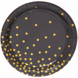 Цена за 6 шт. Тарелка бумажная 18 см в наборе 10 шт "Конфетти" черная