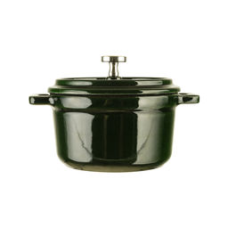 51090 GIPFEL Кокотница MAJOLICA 10х6см, 0.3л из чугуна с эмалированным покрытием с крышкой. Цвет: темно-зеленый.  фото 2