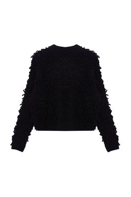 Siyah Yumusak Dokulu Puskullu Mont Triko H?rka TWOAW25HI00190