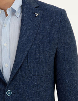 Lacivert Slim Fit Y_n Keten Kar___ml_ Ceket