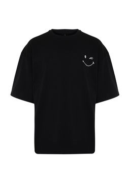 TRENDYOL MAN Siyah Oversize/Genis Kesim Nak?sl? %100 Pamuklu T-Shirt TMNSS21TS3685 - Trendyolmilla фото 7