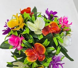 цена за 2 ветки. Цветы искусственные декоративные Ирисы малые пластик (5 цветков) 17 см