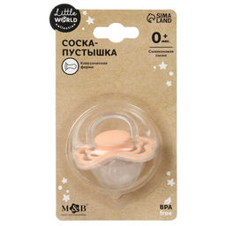 Соска - пустышка силиконовая классическая M&B, от 0 мес., с колпачком, персиковый