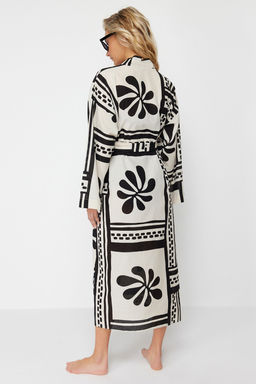Plaj Giyim %100 Pamuk Cicek Desenli Dokuma Kusakl? Maxi Kimono&Kaftan TBESS24KM00013