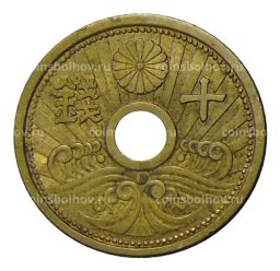Монета 10 сен 1938 года Япония
