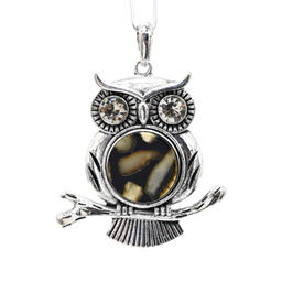 Кулон в виде Совы с янтарем мозаика 45*50мм Радуга камня