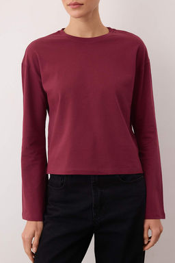 TRENDYOLMILLA Siyah Premium Ispanyol Kol Bisiklet Yaka Regular/Normal Kal?p Orme T-Shirt TWOAW24TS00008  фото 17