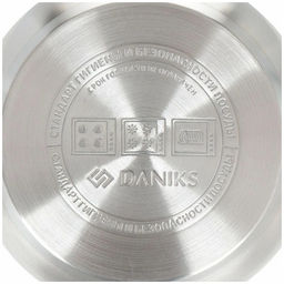 Набор пос нерж 5пр СТАНДАРТ (2л, 4л, ковш 2л, 2 стекл. крышки) мет/ручки Daniks SD-5-2 (298433)  фото 7