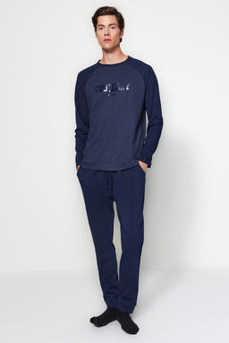 TRENDYOL MAN Siyah-Antrasit Regular Fit Bask?l? Reglan Kol Orme Pijama Tak?m? TMNAW23PT00032 - Trendyolmilla фото 3