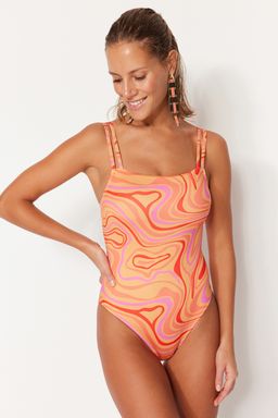 TRENDYOLMILLA Soyut Desenli Kare Yaka Biyeli Regular Mayo TBESS22MA0173 фото 2