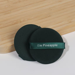 Спонжи для макияжа PINNEAPPLE, набор - 7 шт., d=5.5 см, с держателем, в футляре, цвет изумрудный